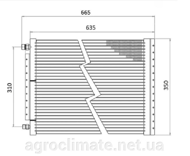 Конденсатор-радіатор універсальний кондиціонера 14"25"20  (350х665х20мм) від компанії Agroclimate - фото 1