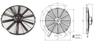 Вентилятор авто кондиціонера конденсатора 14 дюймів 12v (Kormas) (2850m / h) штовхає Kod - 743 150 22