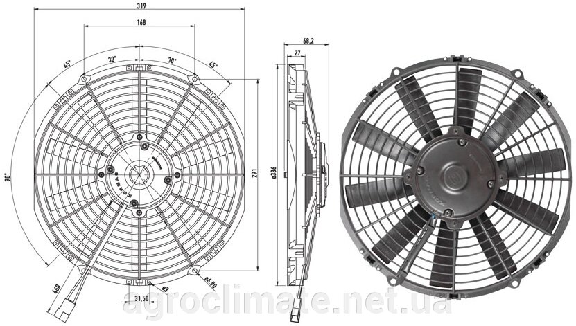 Вентилятор радіатора кондиціонера осевого 12 дюймов 12В тянущий, 2020 м3/ч (Kormas) 743 150 12 від компанії Agroclimate - фото 1