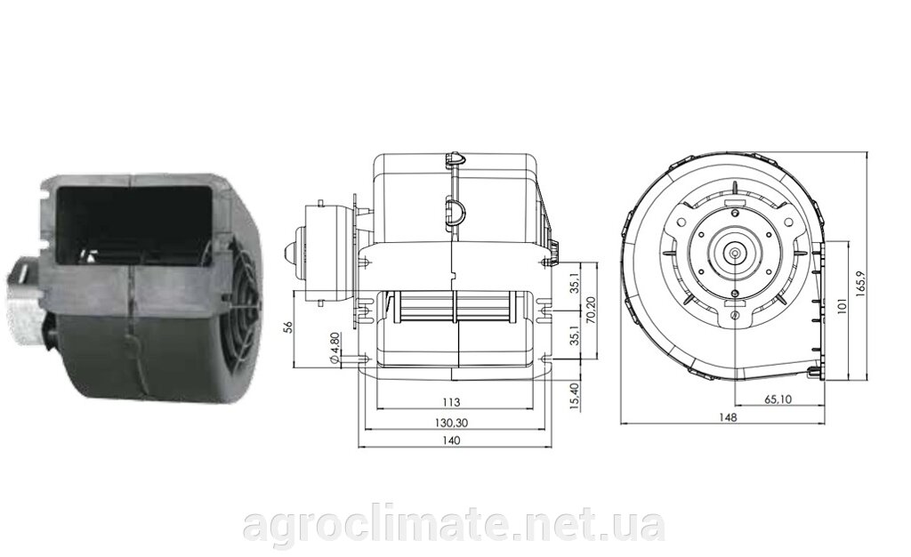Вентилятор відцентровий 2 швидкість, 12В (Kormas (487m / h)) від компанії Agroclimate - фото 1