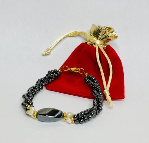 Гематитовий браслет із натуральними малазійськими перлами для багатства та здоров'я