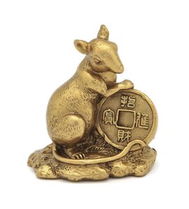 Золотий щур із монеткою символ багатства