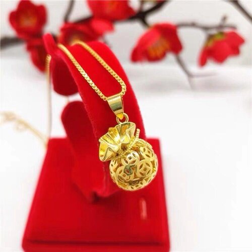 Золота підвіска Мішок Багатства з конюшиною містичним вузлом для удачі та процвітання