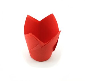Бумажные формы (Тарталетки) для кексов, капкейков Красные тюльпан