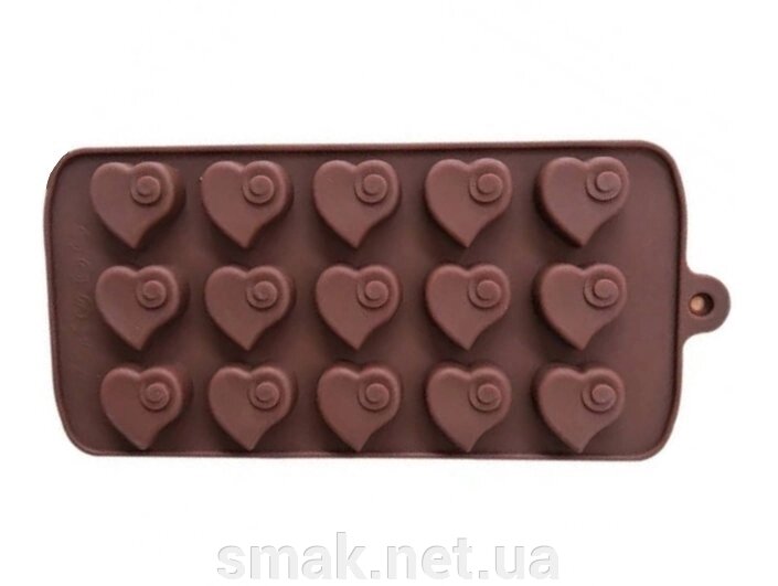 Форма силіконова для цукерок Серце з трояндочкою від компанії Інтернет магазин "СМАК" - фото 1