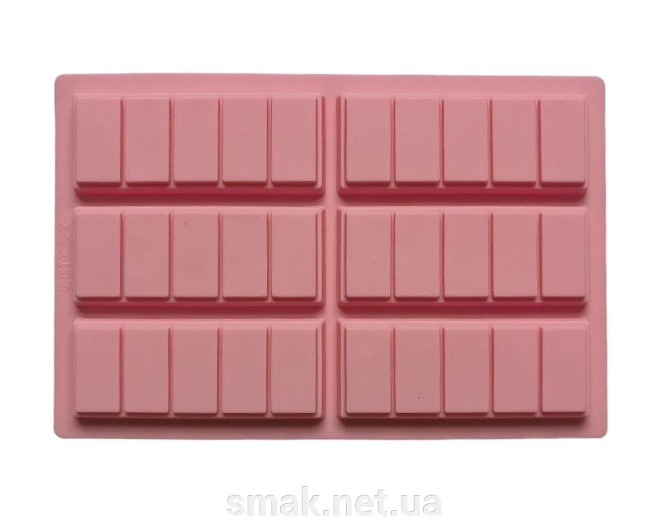 Форма силіконова Плитки шоколаду Рожеві 6 шт. від компанії Інтернет магазин "СМАК" - фото 1