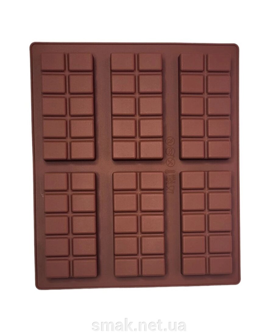 Форма силіконової плитки шоколаду 6 шт. від компанії Інтернет магазин "СМАК" - фото 1
