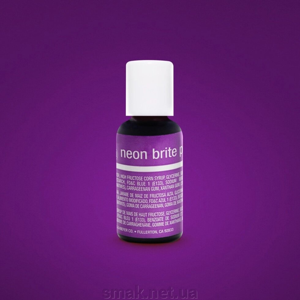 Гелевий барвник Chefmaster Електричний пурпуровий (Neon Brite Purple) 20 грам від компанії Інтернет магазин "СМАК" - фото 1
