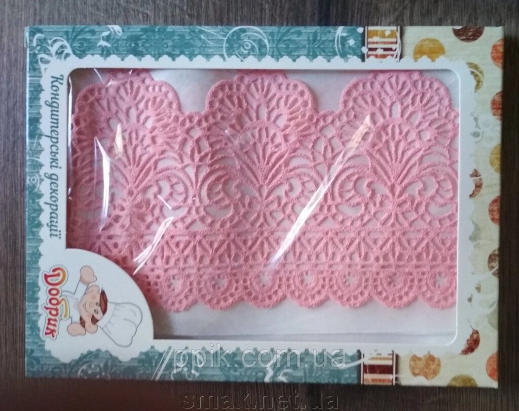 Готове мереживо для торта Преміум 2 Рожеве від компанії Інтернет магазин "СМАК" - фото 1