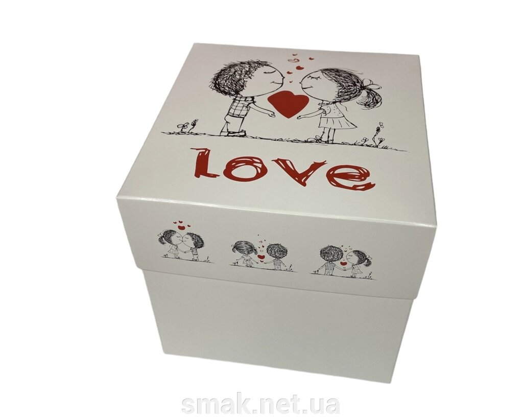 Картонна коробка для торта біла Love 160160160 мм ( 3 шт. ) від компанії Інтернет магазин "СМАК" - фото 1