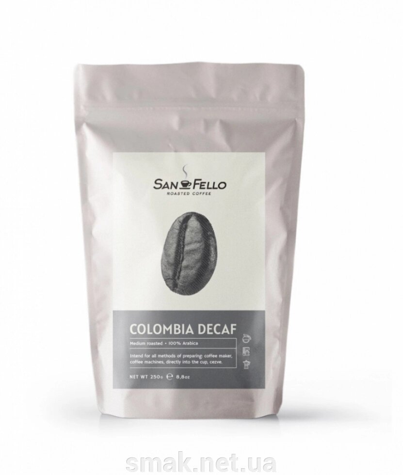 Кава у зернах свіжа обсмажування (без кофеїну) Арабіка Colombia Decaf 1 кг від компанії Інтернет магазин "СМАК" - фото 1