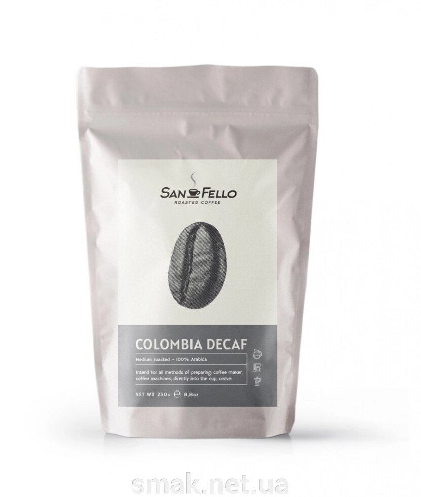 Кава в зернах свіжа обсмажування (без кофеїну) Арабіка Colombia Decaf 250 грам від компанії Інтернет магазин "СМАК" - фото 1