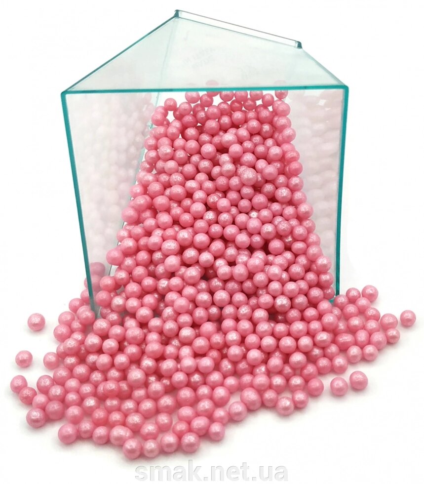 Кондитерська посипка глазурований Повітряний Рис 3 мм Рожевий (50 грам) від компанії Інтернет магазин "СМАК" - фото 1