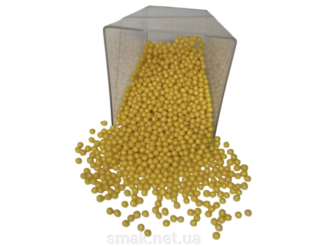 Кондитерська посипка глазурований Повітряний Рис 3 мм Жовтий (50 г) від компанії Інтернет магазин "СМАК" - фото 1