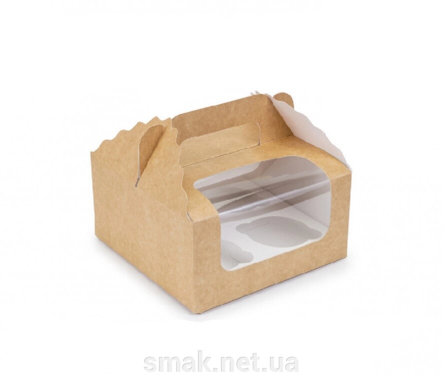 Коробки для кексів, кексів, кексів для 4 PCS Crafts з вікном та ручкою (3 шт.) від компанії Інтернет магазин "СМАК" - фото 1