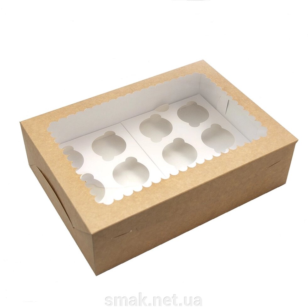 Коробки для кексів, мафінів, капкейков для 12 шт. КРАФТ (Упаковка 3 шт.) від компанії Інтернет магазин "СМАК" - фото 1