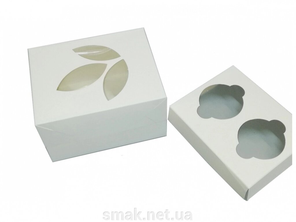 Коробки для кексів, мафінів, капкейков для 2 шт. Білі (Упаковка 3 шт.) від компанії Інтернет магазин "СМАК" - фото 1