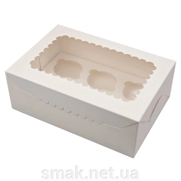 Коробки для кексов, маффинов, капкейков для 6 шт. Белые (Упаковка 3 шт.) від компанії Інтернет магазин "СМАК" - фото 1