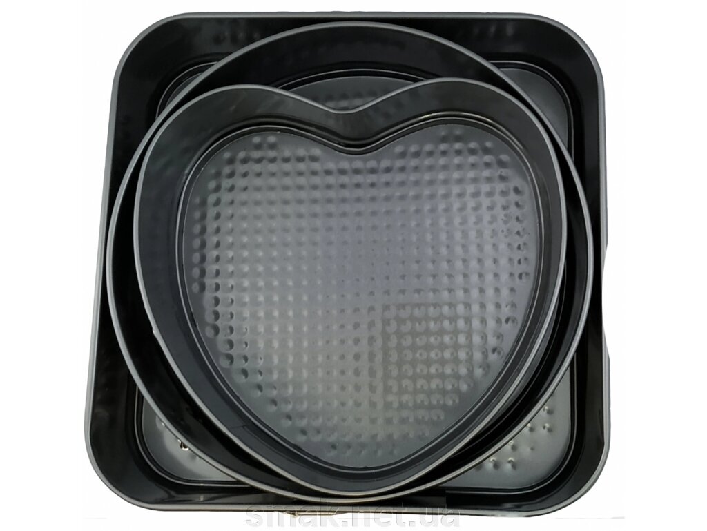 Набір форм для випічки рознімних коло, квадрат, серце від компанії Інтернет магазин "СМАК" - фото 1