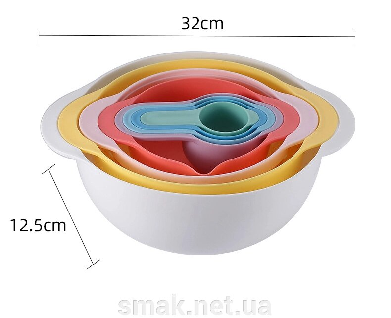 Набір кухонних ємностей 8 1 (міски, сито, мірні ложки) від компанії Інтернет магазин "СМАК" - фото 1