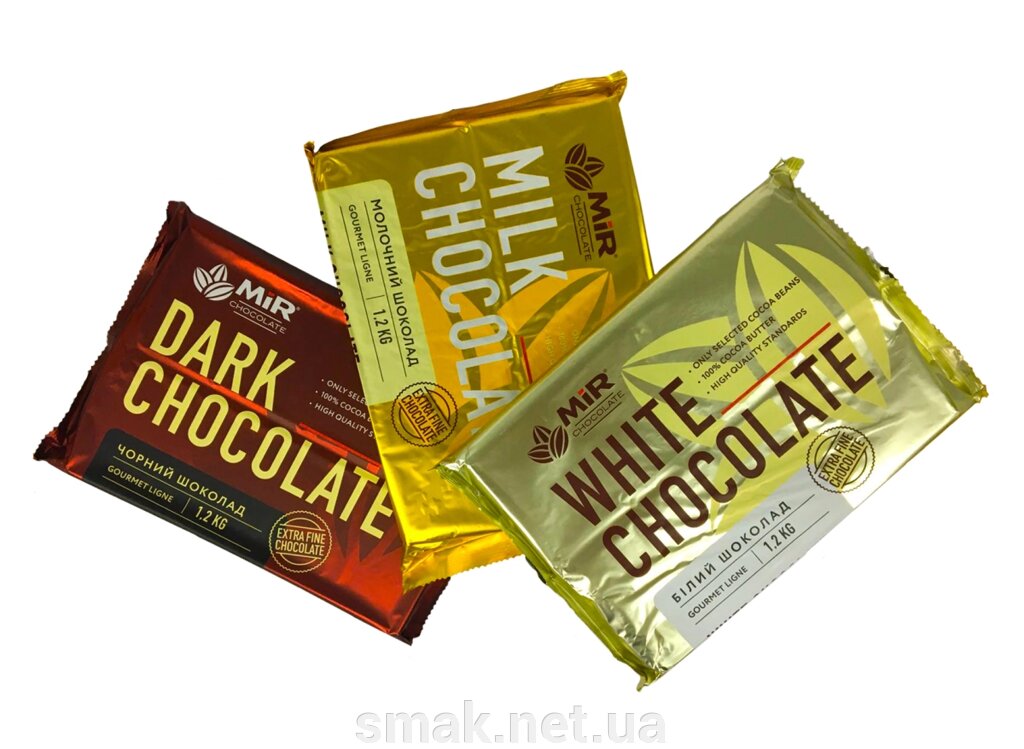 Набір шоколадної плитки - чорна, молока, біла mir 1,2 кг при 1,2 кг від компанії Інтернет магазин "СМАК" - фото 1
