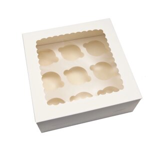 Коробки для кексов, маффинов, капкейков для 9 шт. Белые (Упаковка 3 шт.)