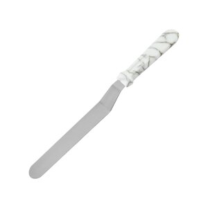 Шпатель кондитерський вигнутий із пластиковою ручкою Білий мармур 24,5 см