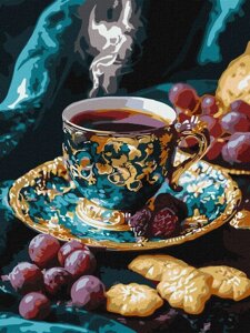 Набір для розпису за номерами Кава по-турецьки з фарбами металік extra 30х40см