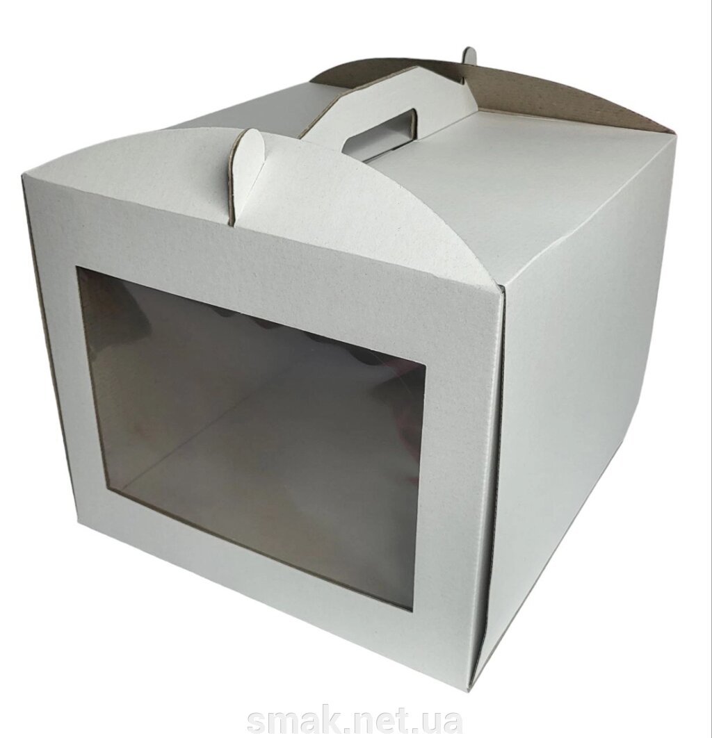 Картонна коробка для торта 3 штуки (300300250) з вікном - інтернет магазин