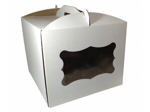 Картонная коробка для торта 3 штуки (300300250) с окном