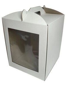 Картонна коробка для торта 10 штук з одним вікном (250250300)