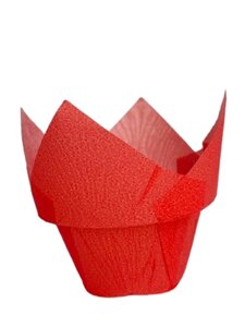 Тарталетки (капсули) паперові для кексів, капкейків із підсилювачем Червоний тюльпан
