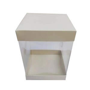 Коробка для тортів та десертів із прозорими стінками 146146200 мм (Упаковка 3 шт)
