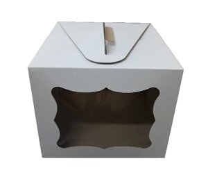 Картонна коробка для торт 3 штук (300300250) з вікном та блокуванням кришки