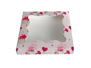 Коробка для пряників Лист з сердечками 3шт 20,5 20,5 3 см
