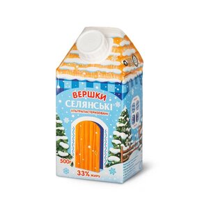 Вершки молочні Селянські ультрапастеризоване 33 (500 г) в Дніпропетровській області от компании Интернет магазин "СМАК"