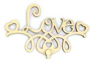 Топпер дерев'яний Love з сердечками 1 шт. в Дніпропетровській області от компании Интернет магазин "СМАК"