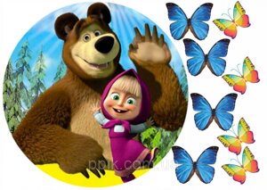 Вафельная картинка Маша и медведь 3 в Днепропетровской области от компании Интернет магазин "СМАК"