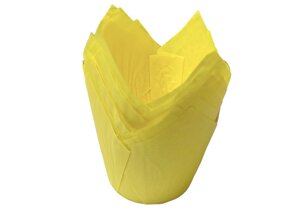 Тарталетки паперові для кексів, капкейків Жовтий тюльпан (d = 60 мм)