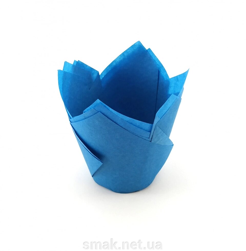 Паперові форми (Тарталетки) для кексів, капкейков Сині тюльпан - опт