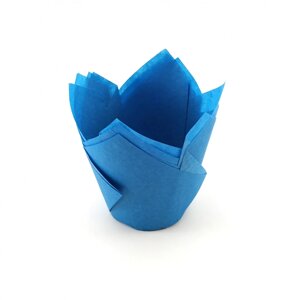 Паперові форми (Тарталетки) для кексів, капкейков Сині тюльпан