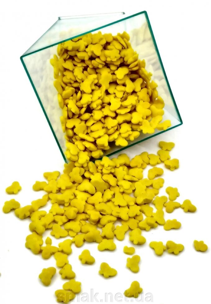 Посипання кондитерська Метелики Жовті 50 грам від компанії Інтернет магазин "СМАК" - фото 1