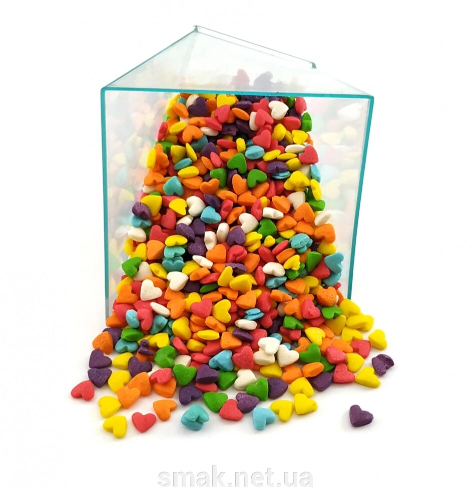 Посипання кондитерська Різнобарвні серця 50 грам від компанії Інтернет магазин "СМАК" - фото 1