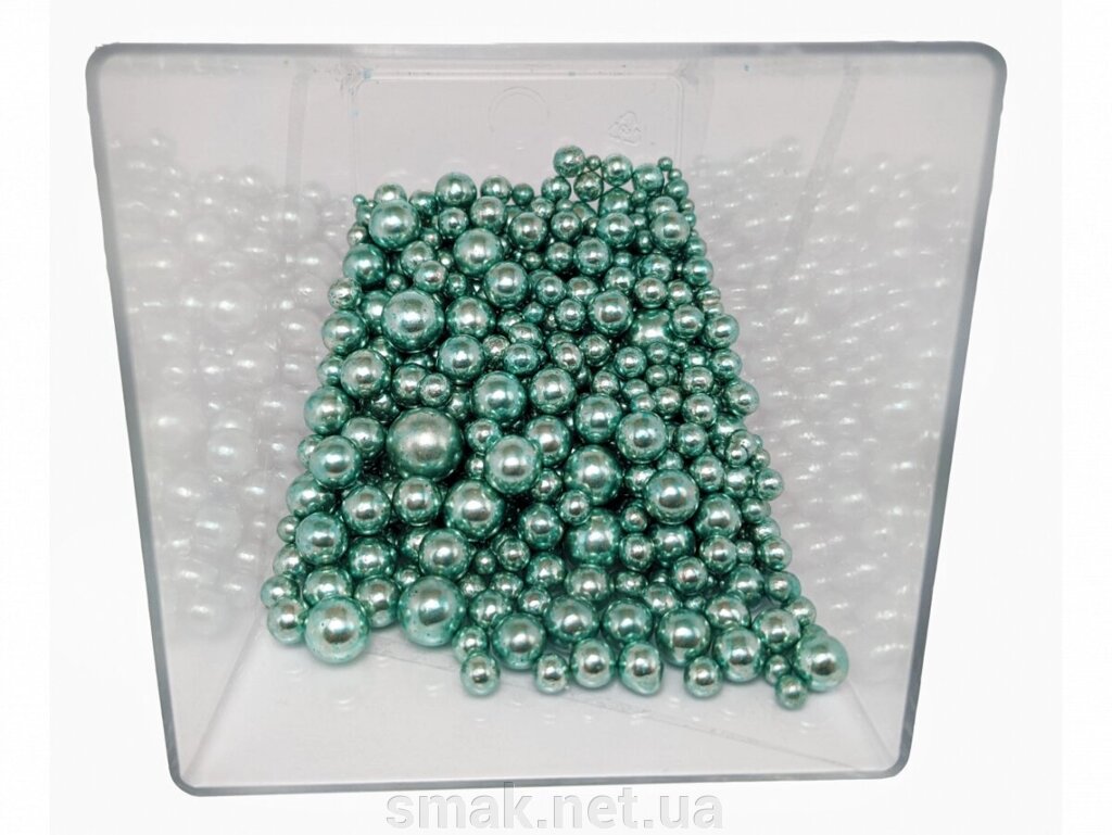 Посипання Кульки дзеркальні бірюзові, 50 грам від компанії Інтернет магазин "СМАК" - фото 1