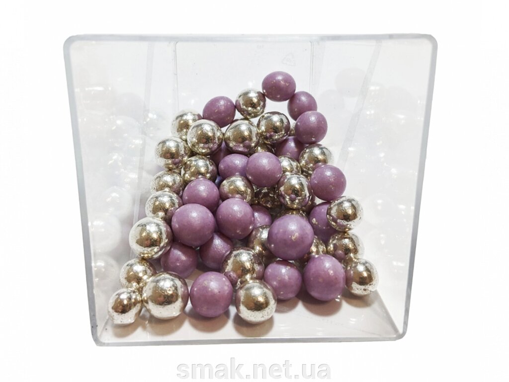 Посипання Кульки фіолетові з сріблом 10мм, 50 грам від компанії Інтернет магазин "СМАК" - фото 1