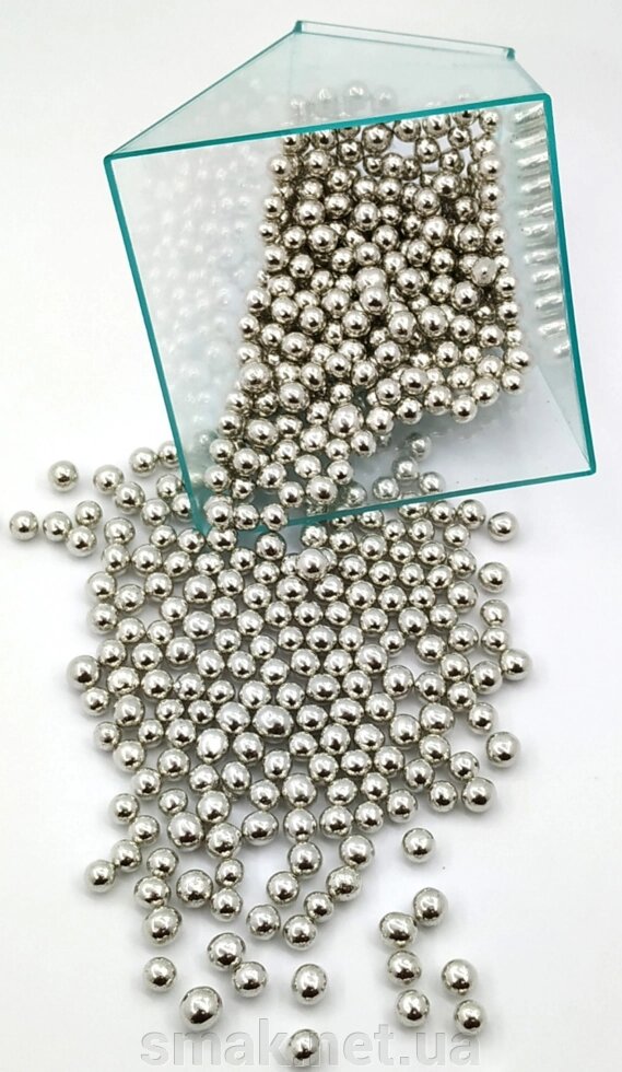Посипання кульки срібло 3 мм, 50 грам від компанії Інтернет магазин "СМАК" - фото 1