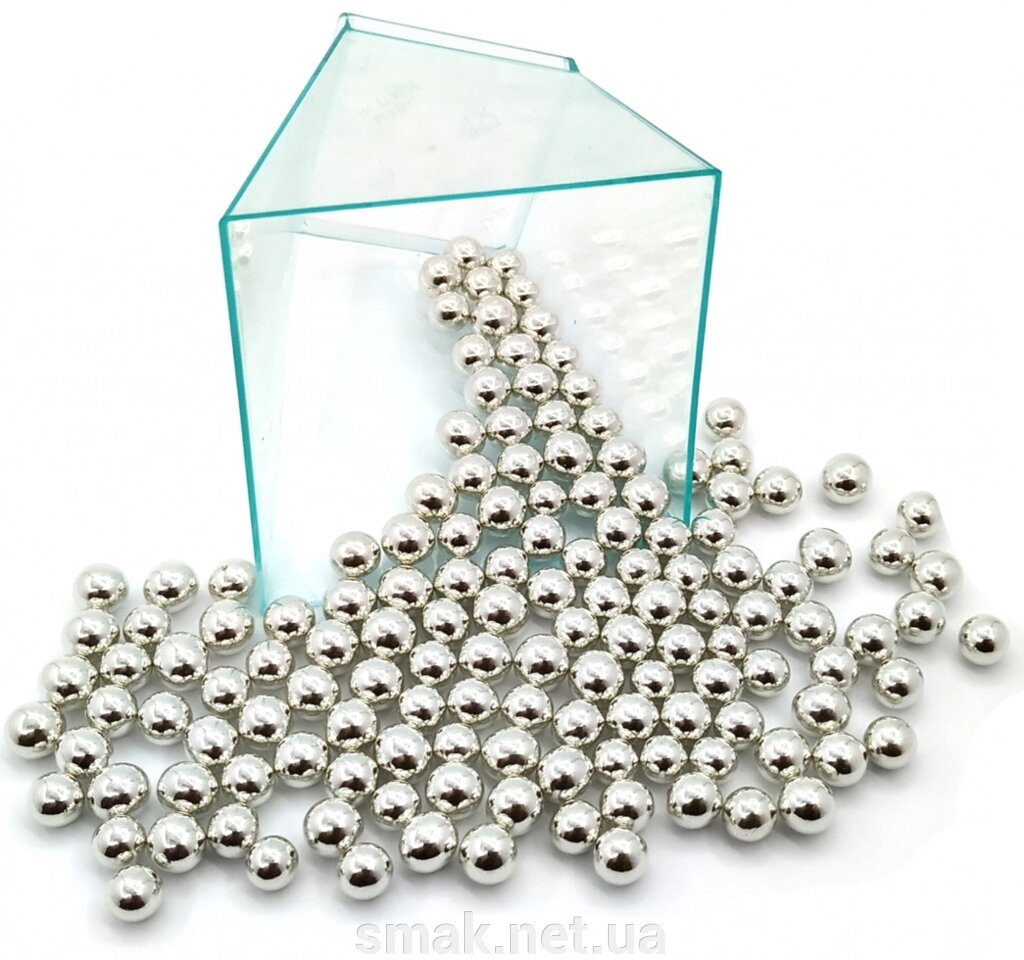 Посипання кульки срібло 7 мм, 50 грам від компанії Інтернет магазин "СМАК" - фото 1