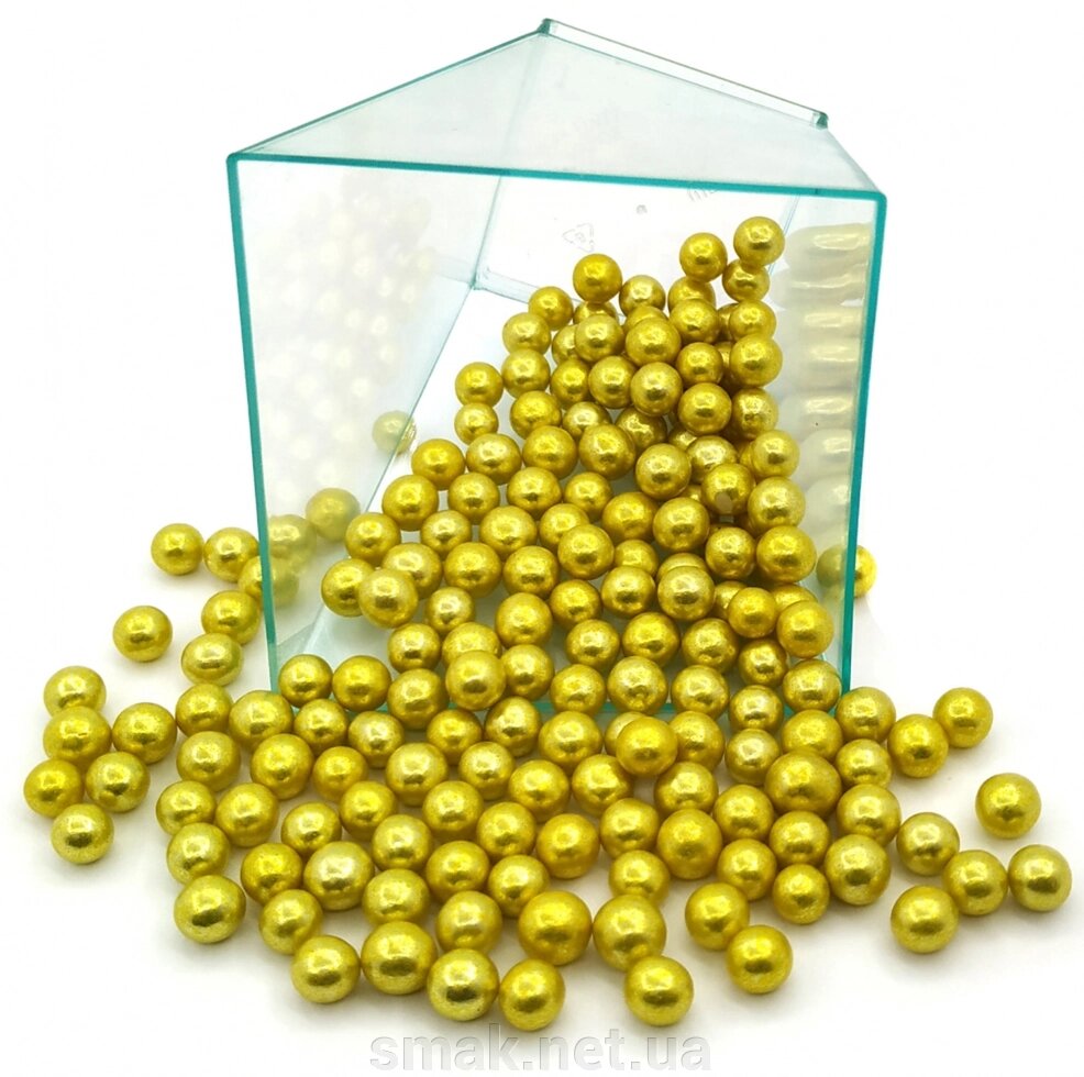 Посипання кульки золото 7 мм, 50 грам від компанії Інтернет магазин "СМАК" - фото 1
