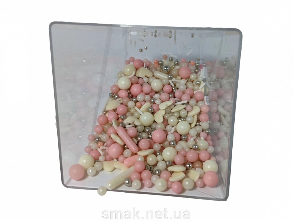 Посипання рожево-біла асорті з сріблом, 50 грам від компанії Інтернет магазин "СМАК" - фото 1