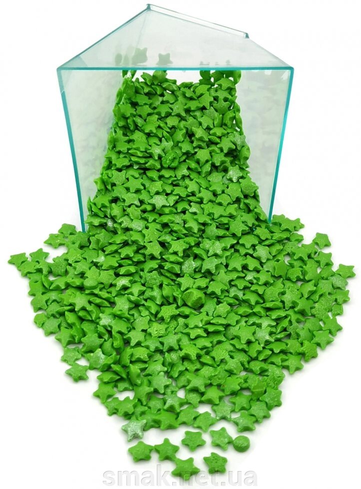 Посипання зелені перламутрові зірочки 50 грам від компанії Інтернет магазин "СМАК" - фото 1